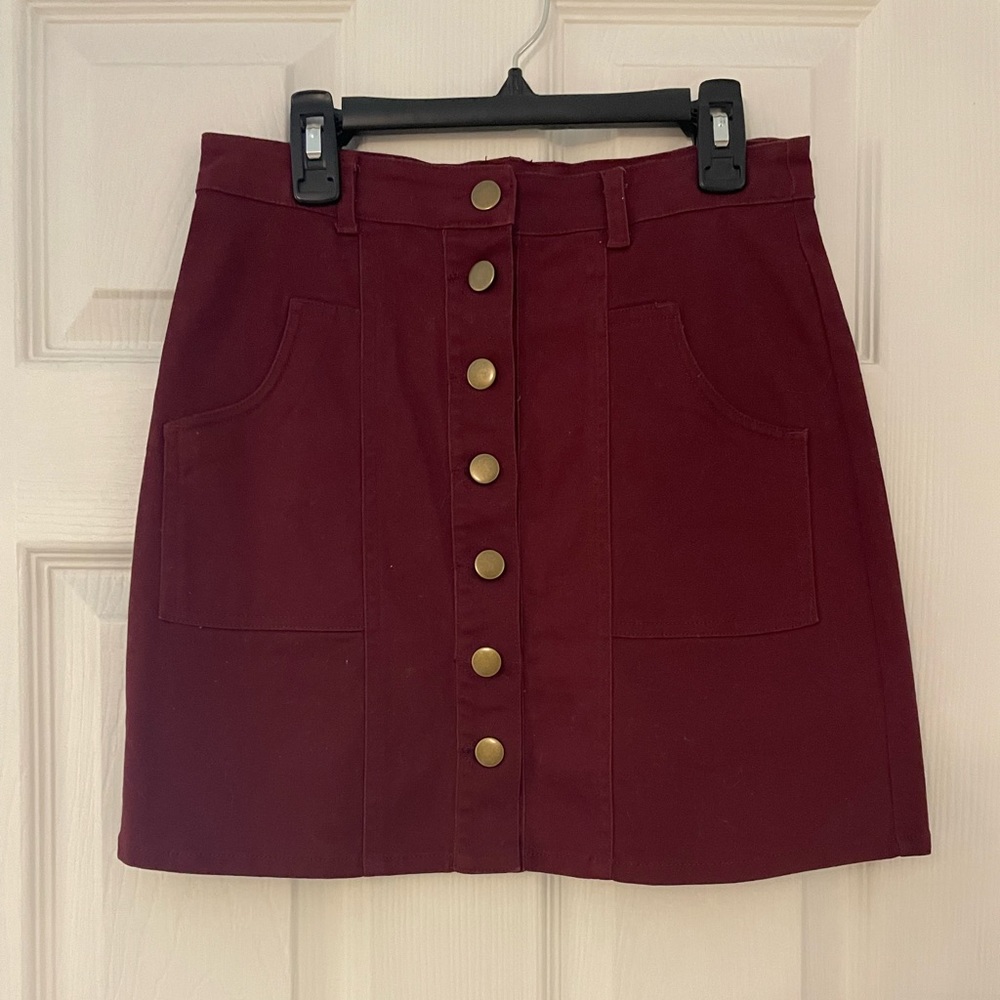 Burgundy corduroy mini skirt
